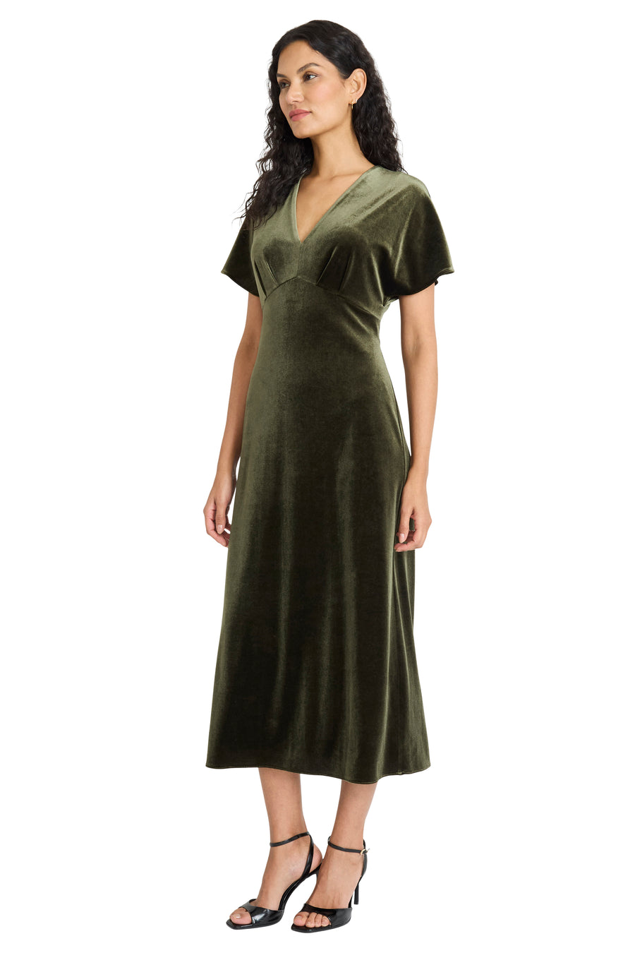 Aneesa Velvet Empire Midi Dress