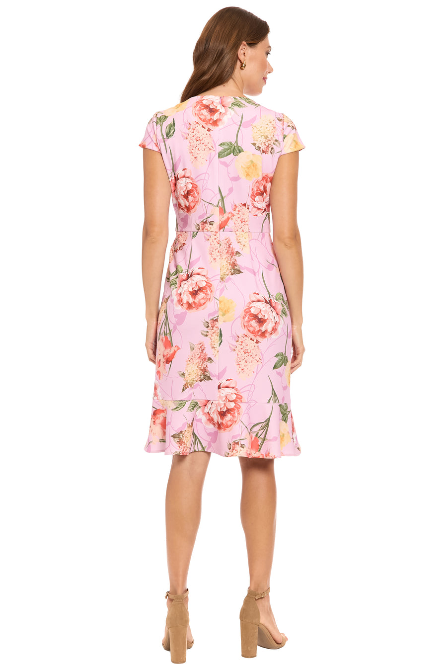 Anne Cap Sleeve Flounce Hem Dress in Floral Perfection