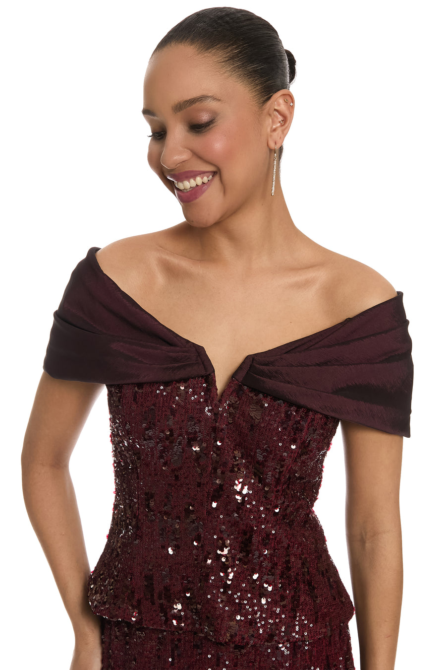 Alanza Off-Shoulder Sequin Top