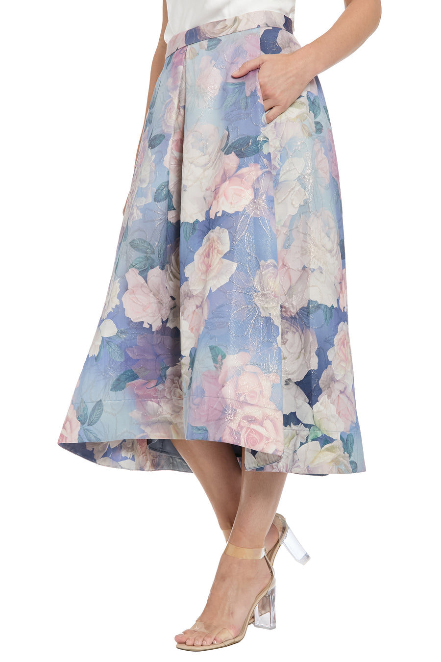 Gramercy Pleated Skirt in Metallic Jacquard skirt