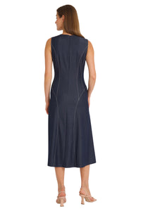 Greta Denim Midi A-Line with Topstitching