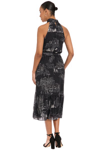 Elina Halter Ruffle Midi in Printed Toile