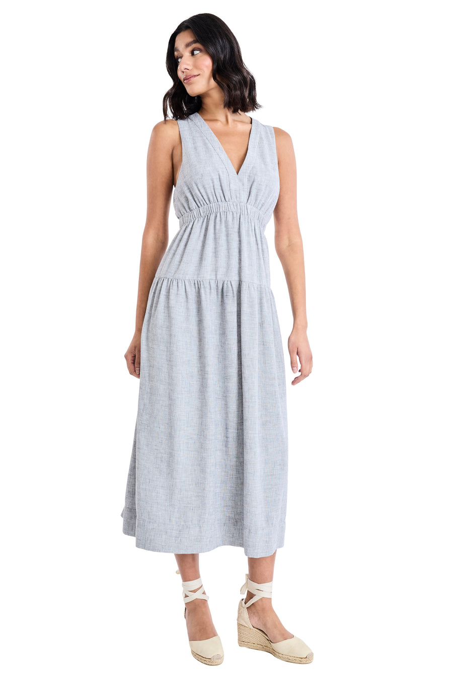 Evan Linen Elastic Waist Midi