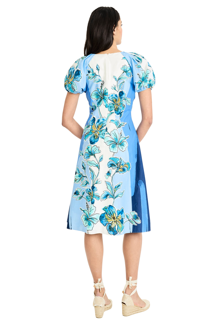 Mariel Puff Sleeve Cotton Midi in Bayside Blooming