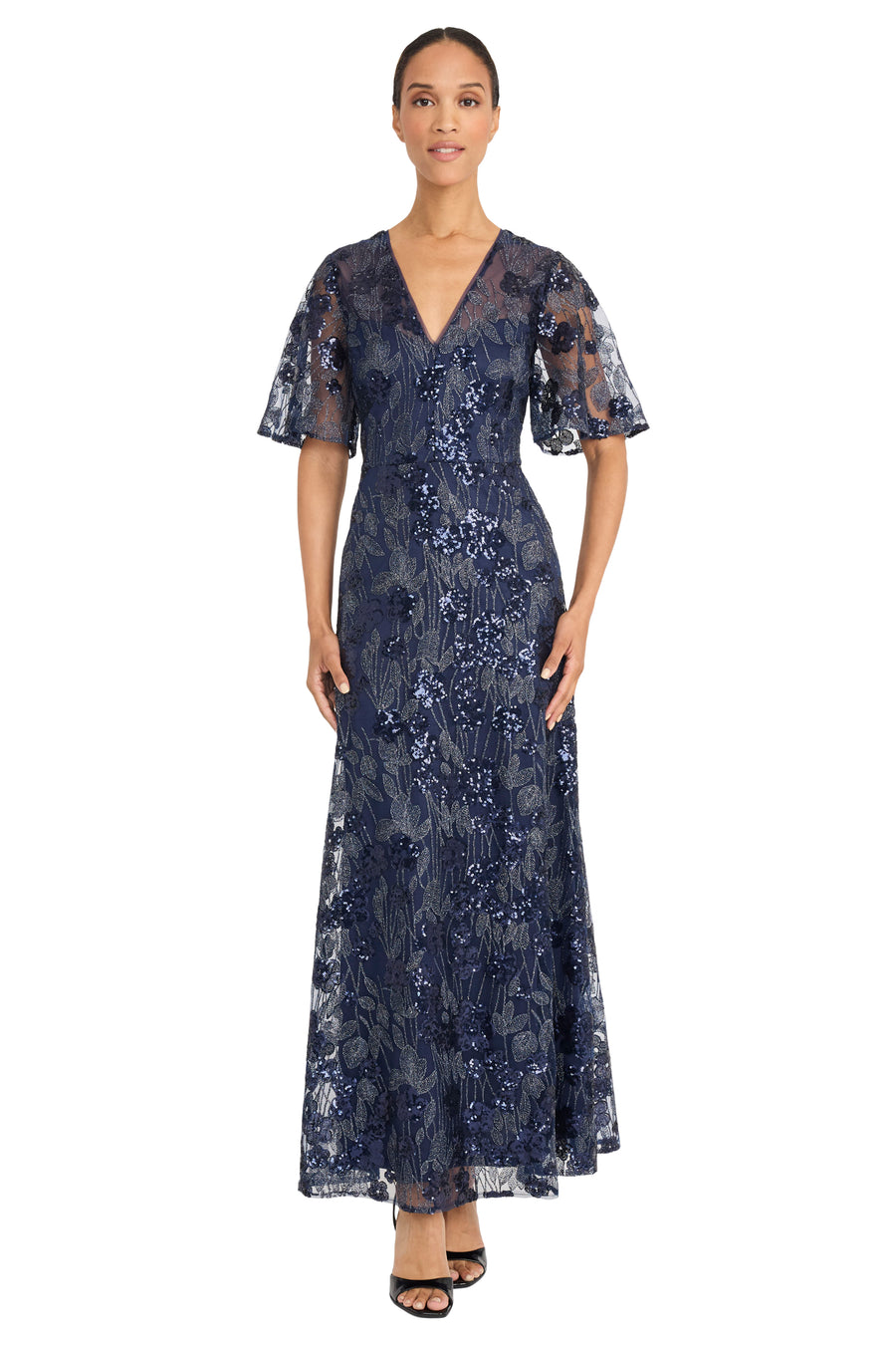 Taissa Embroidered Sequin Lace Gown