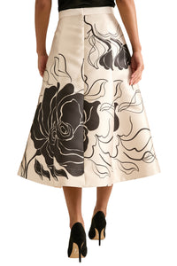 Gramercy Pleated High Low Skirt in Floral Eclipse