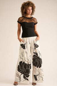 Astor Pleated Wide Leg Pant in Floral Eclipse