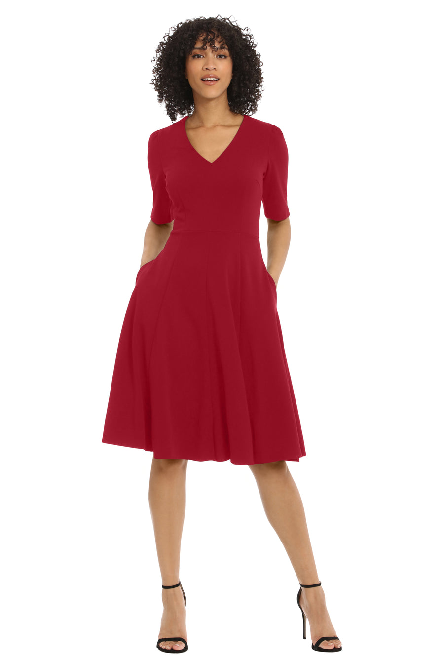 Sally - Classics Fit and Flare Short Sleeve Midi Dress | Donna Morgan WATERCRESS / Standard / 14 Sally - Classics Fit and Flare Short Sleeve Midi Dress | Donna Morgan WATERCRESS / Standard / 14