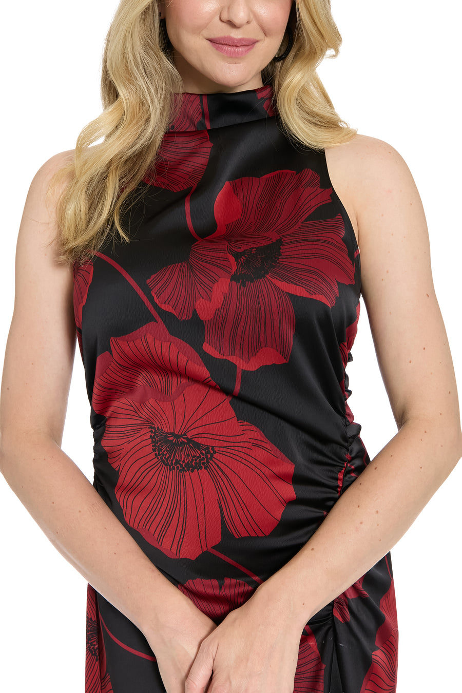 Lisbeth Mock Neck Halter in Charmeuse Sheath Sleeveless | London Times Maggy London Lisbeth Mock Neck Halter in Charmeuse Sheath Sleeveless | London Times Maggy London