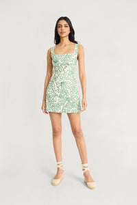 Calvin Linen Mini Sheath Dress in Coiled Art