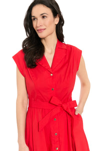 Rosemary Cotton Belted Shirt Dress in Solid