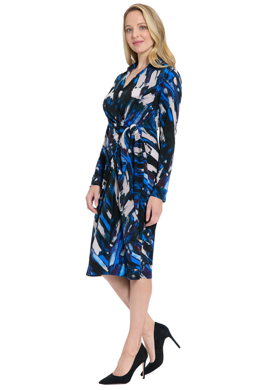 Rhea Sheath Criss-Cross Collared Midi Dress Long Sleeve | London Times Maggy London Rhea Sheath Criss-Cross Collared Midi Dress Long Sleeve | London Times Maggy London