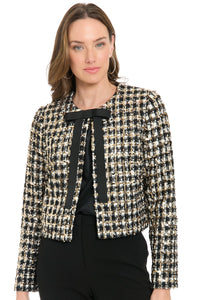 Greenwich Shimmer Tweed Jacket with Bow