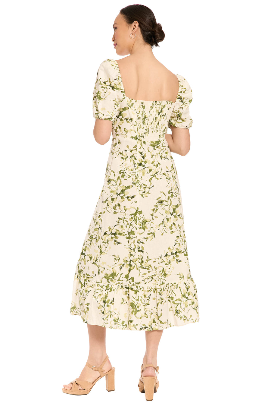 Kristin Puff Sleeve Midi in Willow Whispers