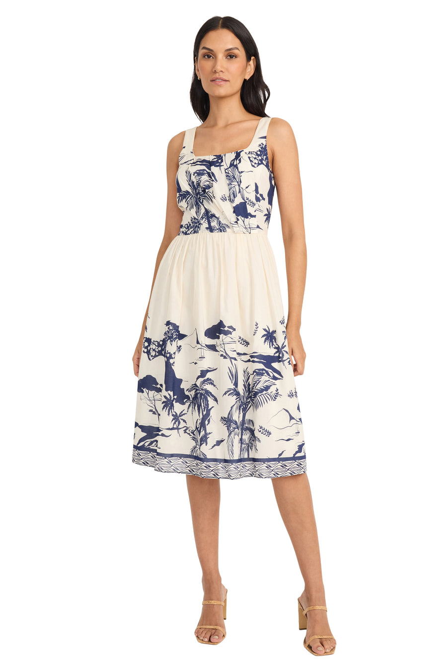 Golda Midi Fit & Flare Dress Fit and Flare Sleeveless | Maggy London IVORY/NAVY / Standard / 18 Golda Midi Fit & Flare Dress Fit and Flare Sleeveless | Maggy London IVORY/NAVY / Standard / 18