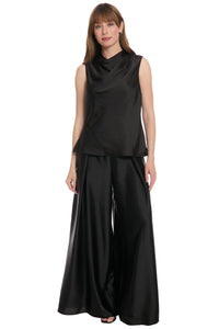 Nica Draped Mock Neck Satin Top