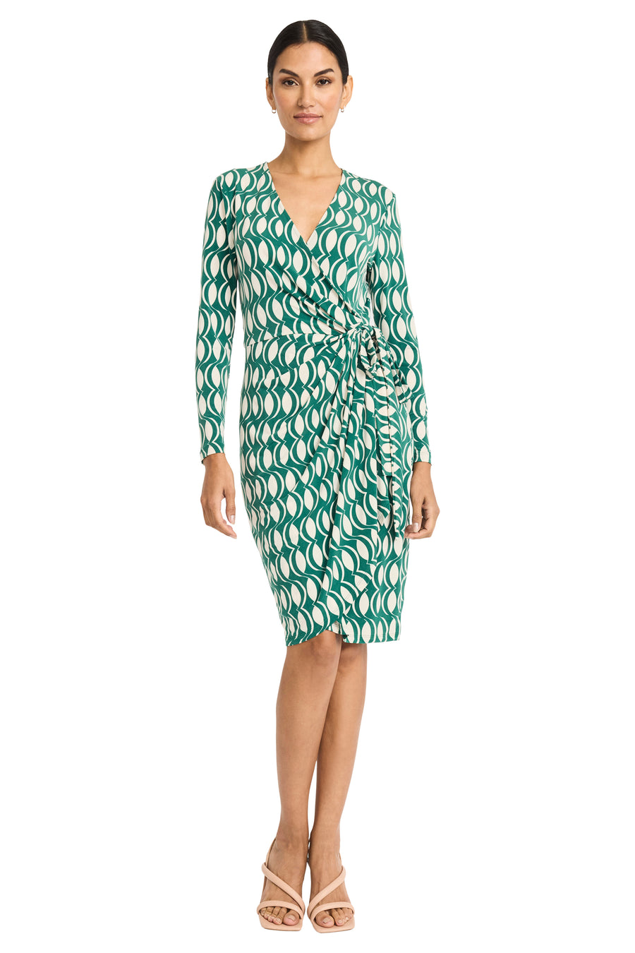 Darcy Wrap in Spectacle Geo Knee-Length Wrap Dress | Maggy London RUST/APRICOT / Standard / 4 Darcy Wrap in Spectacle Geo Knee-Length Wrap Dress | Maggy London RUST/APRICOT / Standard / 4