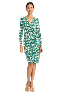 Darcy Wrap in Spectacle Geo Knee-Length Wrap Dress