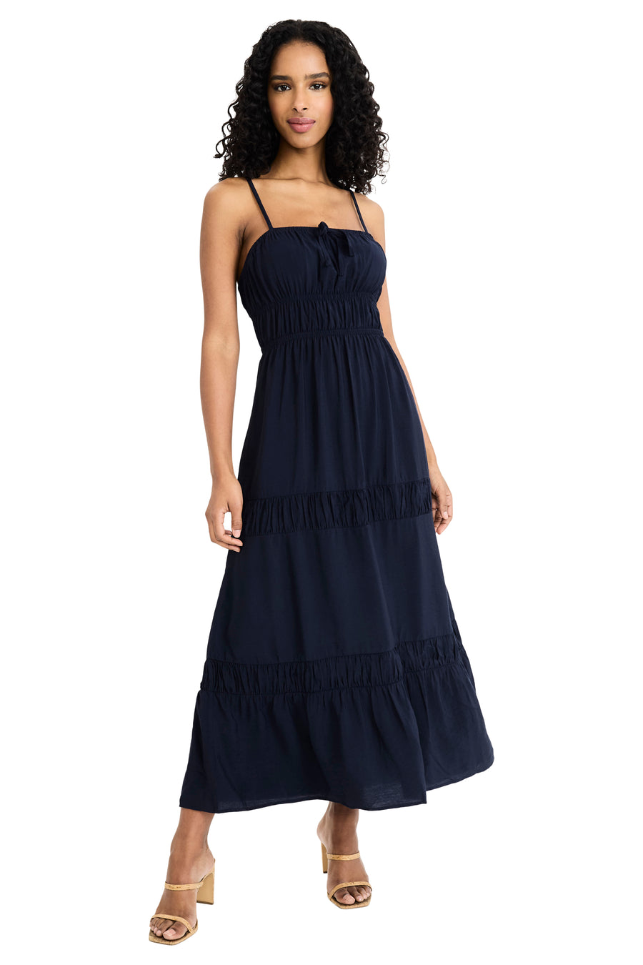 Graham Sleeveless Tiered Midi with Neck Tie