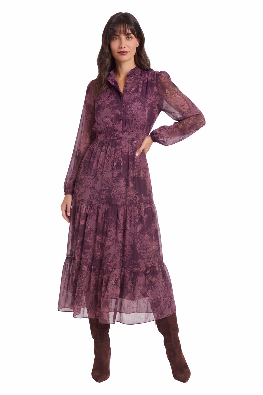 Lettie Ruffle Neck Tiered Maxi