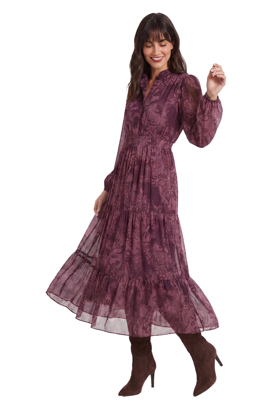 Lettie Ruffle Neck Tiered Maxi