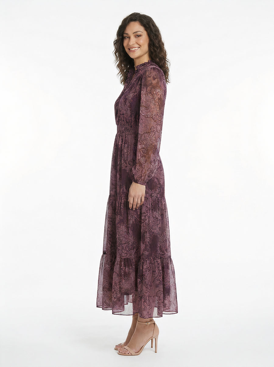 Lettie Ruffle Neck Tiered Maxi