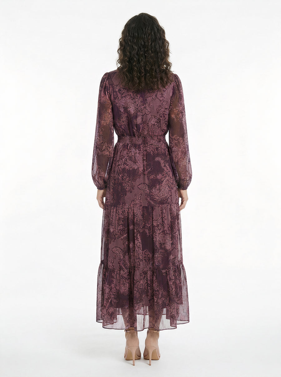 Lettie Ruffle Neck Tiered Maxi