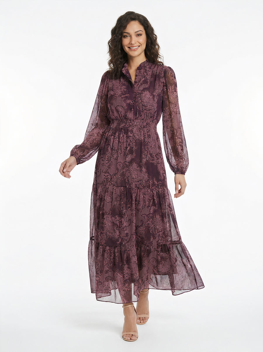 Lettie Ruffle Neck Tiered Maxi