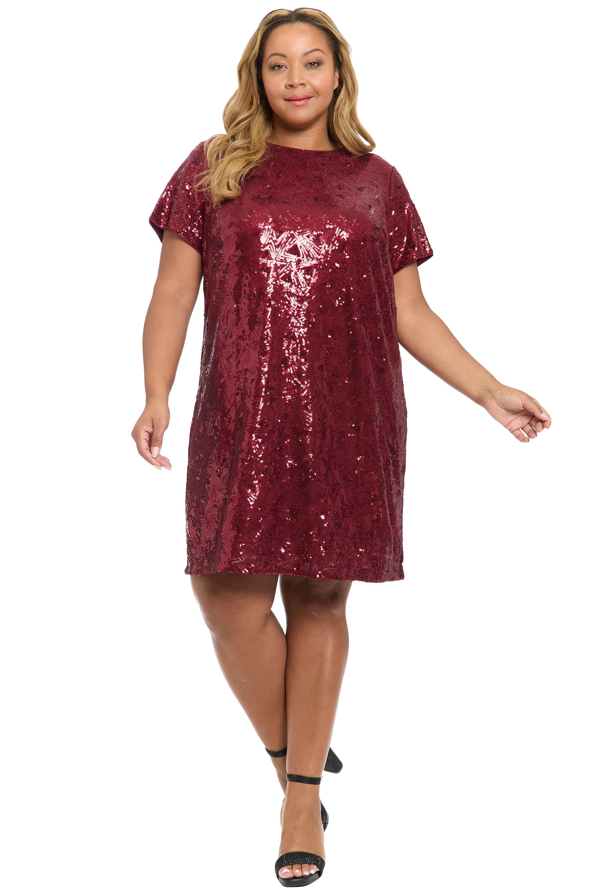 Amada T-Shirt Dress in Geo Sequin