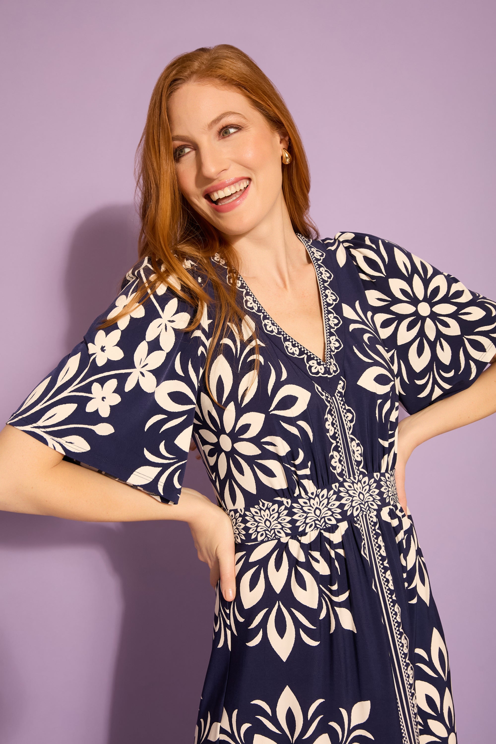 McKay Flutter Sleeve Maxi in Floral Medallion A-Line | London