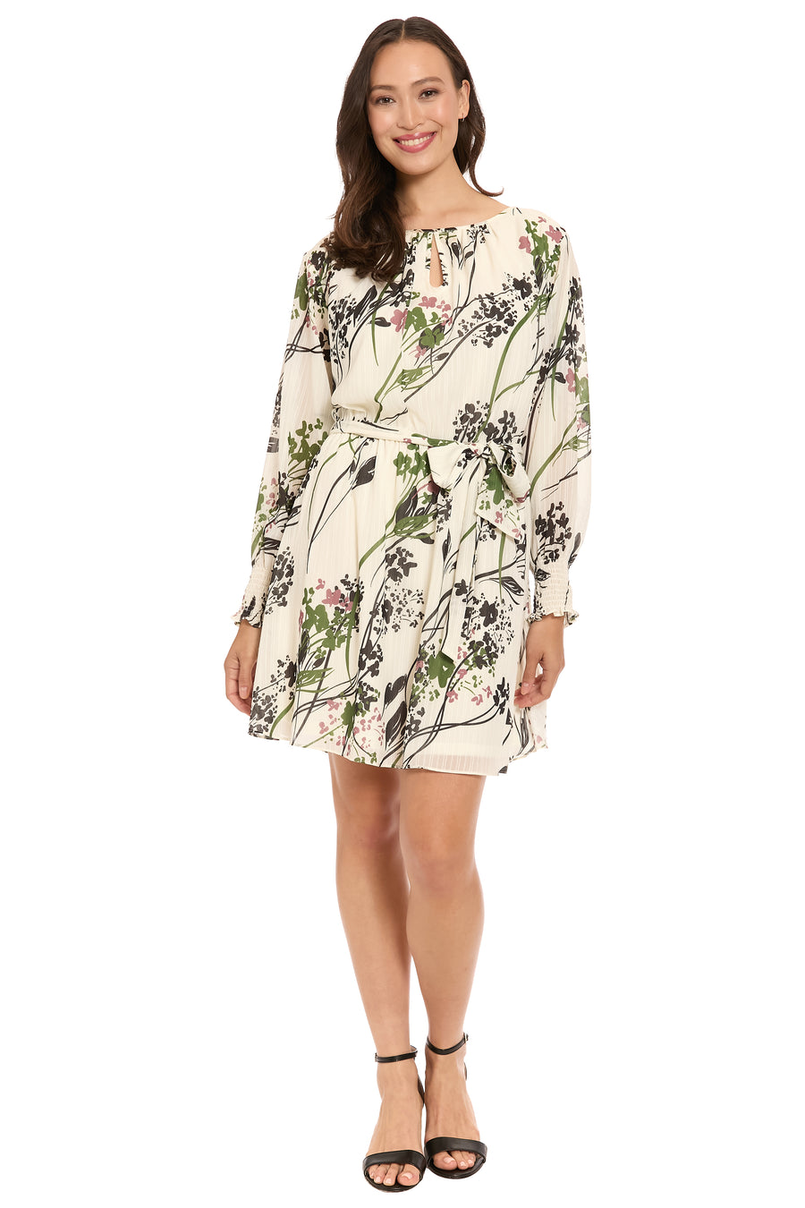 London Times Women's Floral Long Sleeve Fit & Flare Dress - Blue - Casual dresses London Times Women's Floral Long Sleeve Fit & Flare Dress - Blue - Casual dresses