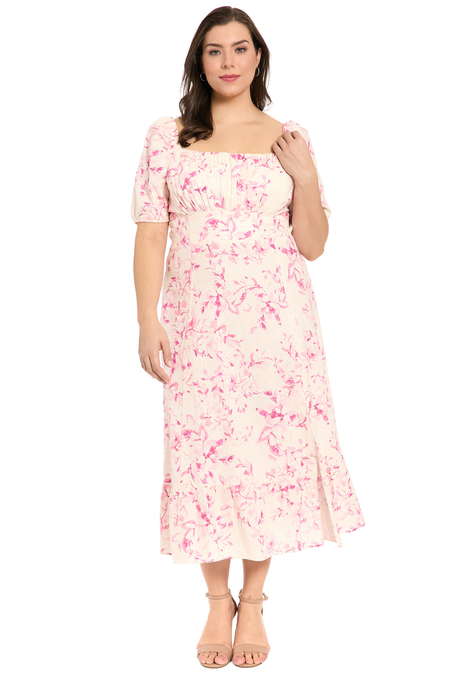 Kristin Puff Sleeve Midi in Willow Whispers