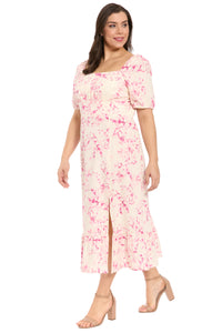 Kristin Puff Sleeve Midi in Willow Whispers