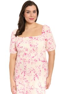 Kristin Puff Sleeve Midi in Willow Whispers