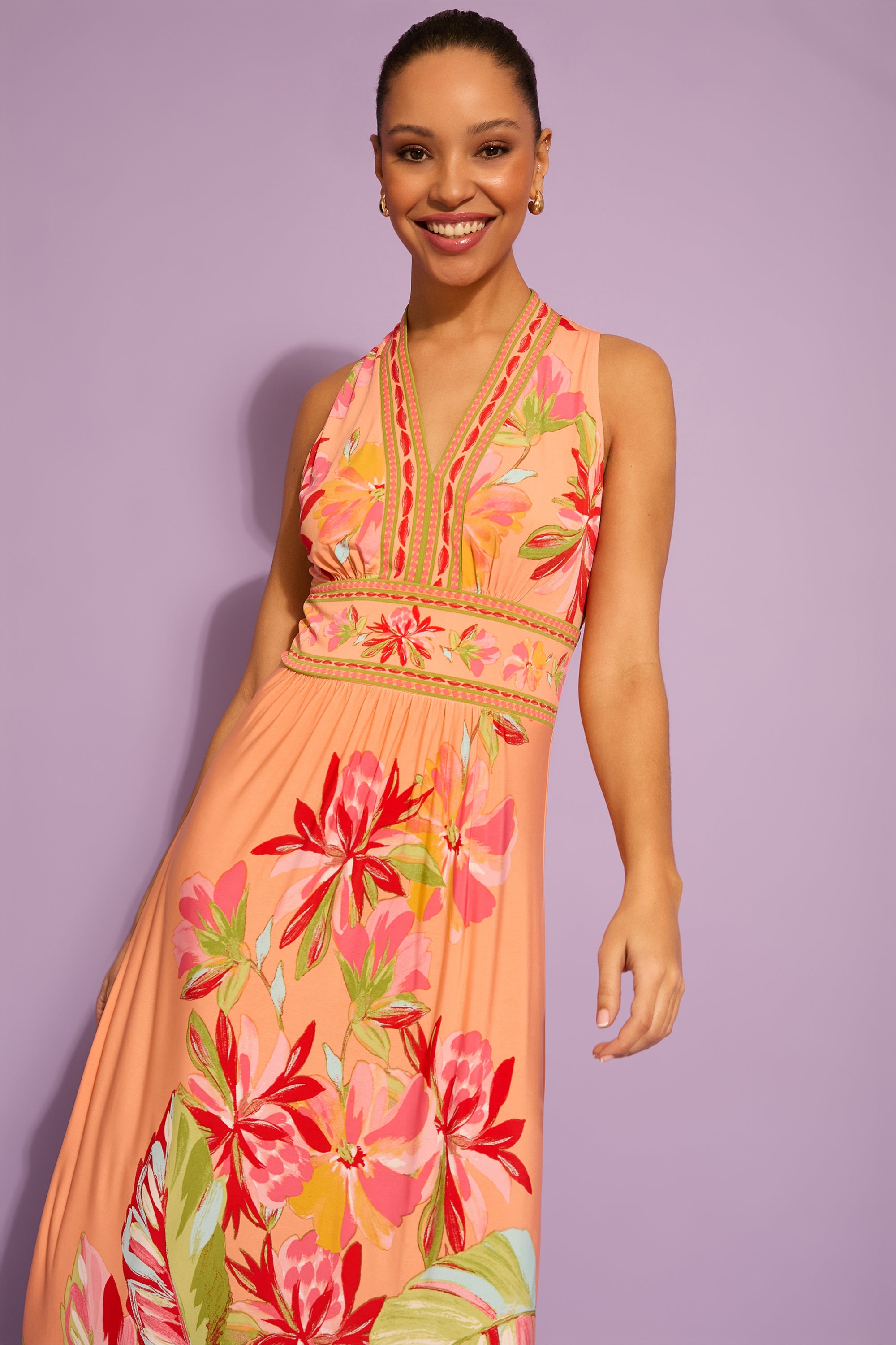 McKay Maxi in Tropical Palms A-Line Sleeveless Dress | London