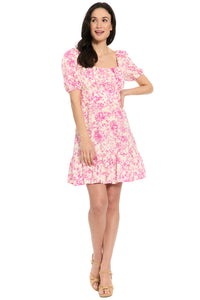 Kristin Knee Length in Floral Toile Linen