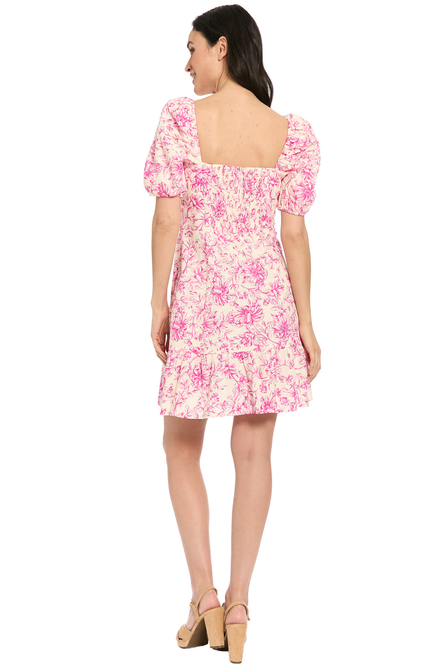 Kristin Knee Length in Floral Toile Linen