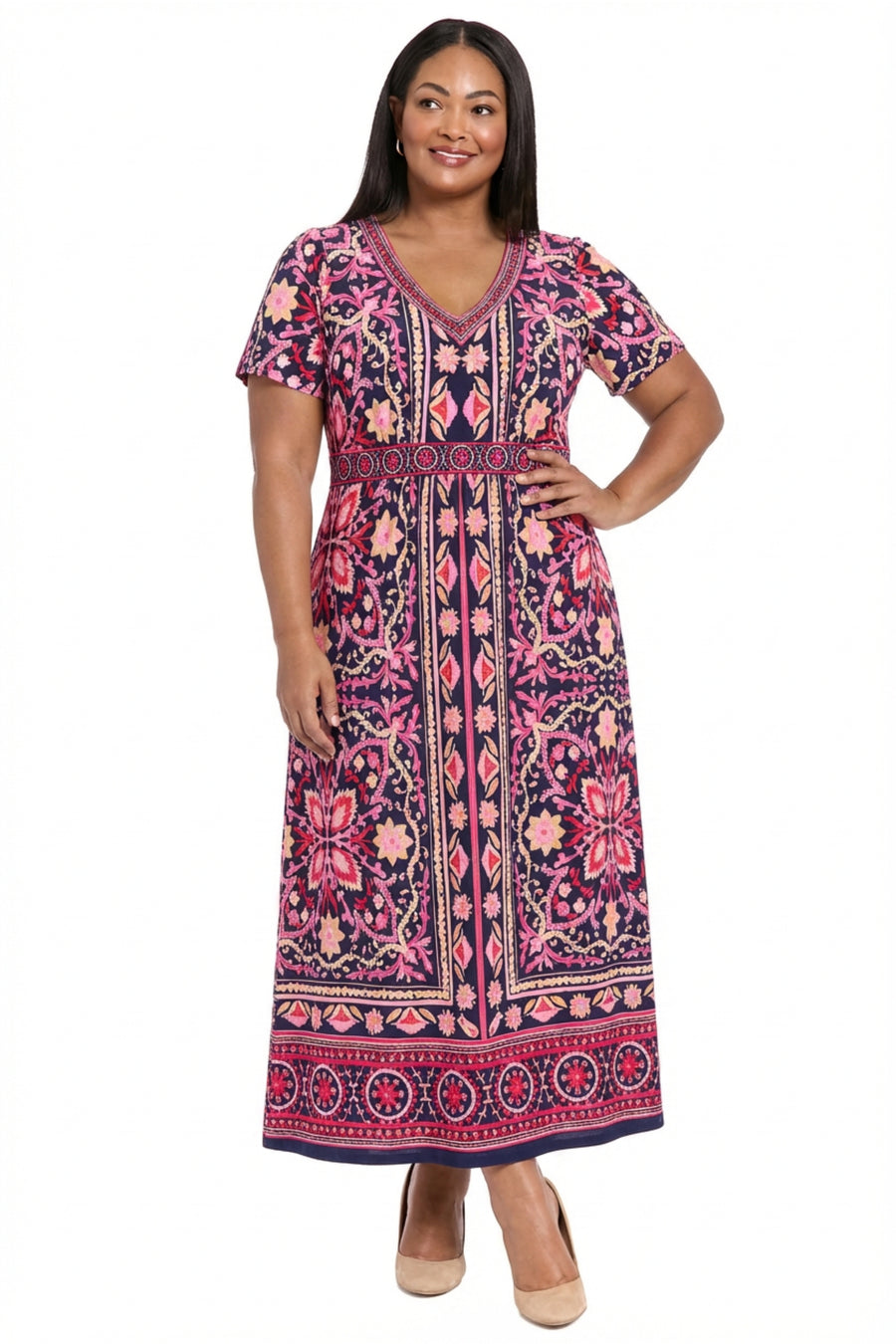 McKay Flutter Sleeve Maxi in Tile Medallion