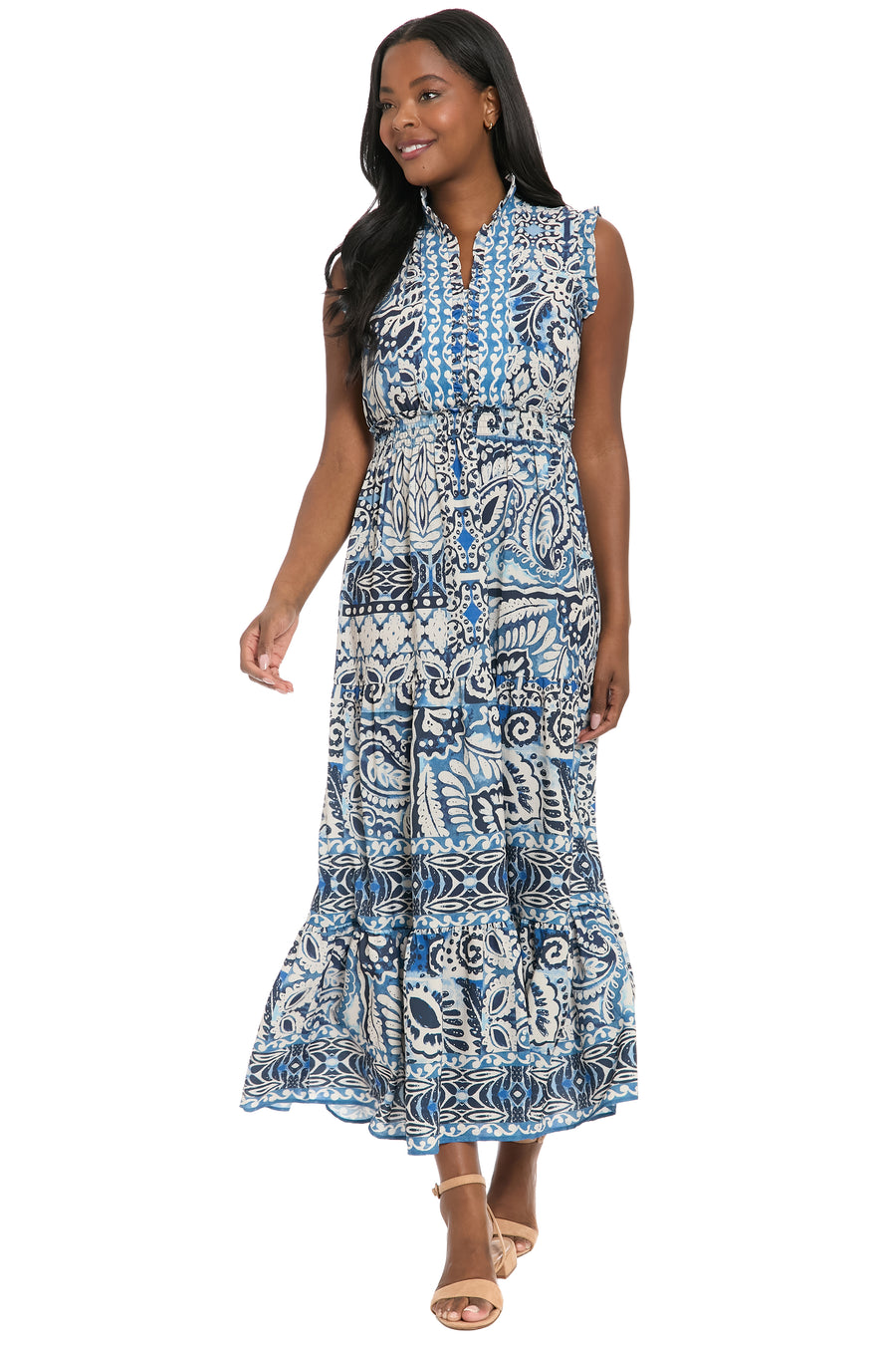 Consuela Sleeveless Maxi in Stamp Patchwork