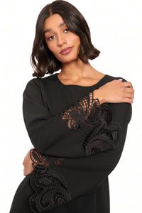 Sue A-Line Botanical with Lace Sleeves