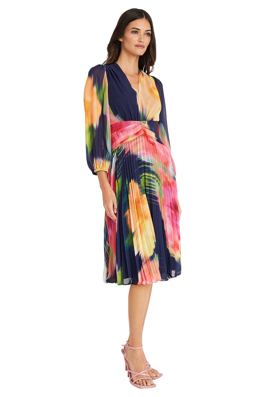 PLEATED LONG SLEEVE MIDI DRESS – Maggy London - Main Image