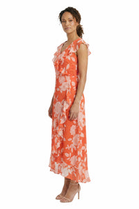 Alessandra Ruffle Faux Wrap Dress in Line Bloom
