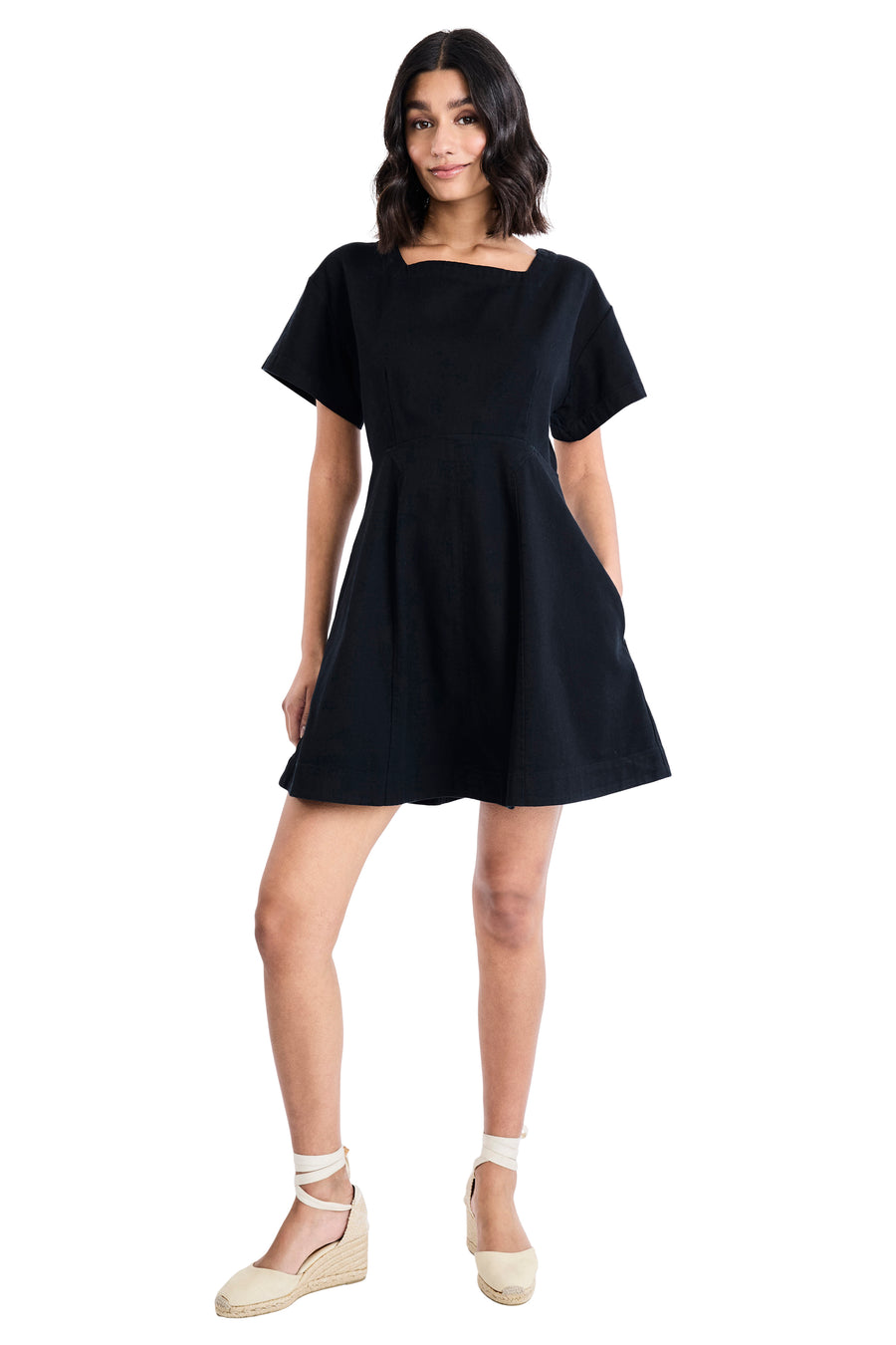 Niles Cotton Square Neck Fit & Flare Mini | The Good Journey Black / Standard / s Niles Cotton Square Neck Fit & Flare Mini | The Good Journey Black / Standard / s