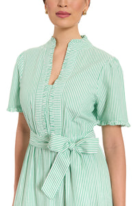 Mackenzie Cotton Ruffle Sleeve Maxi in Twill Stripe