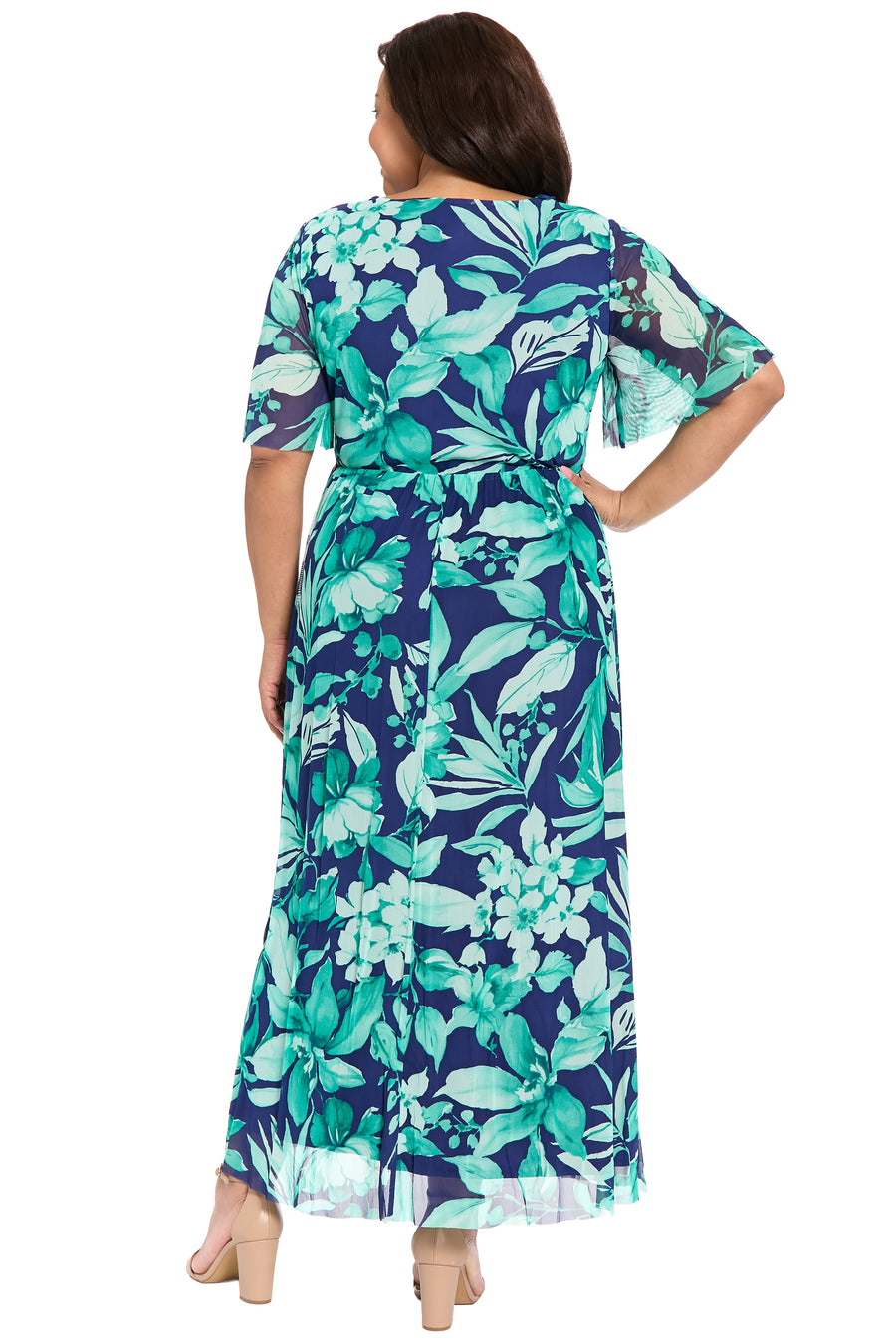 Leila Smocked Waist Mesh Maxi in Nature's Harmony