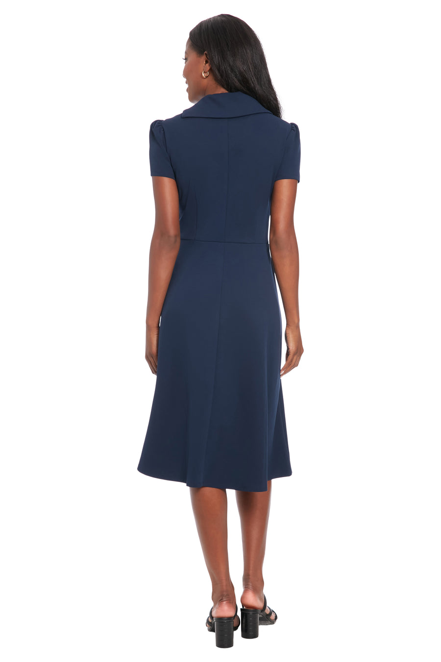 Abby Asymmetrical Collar Fit and Flare Dress