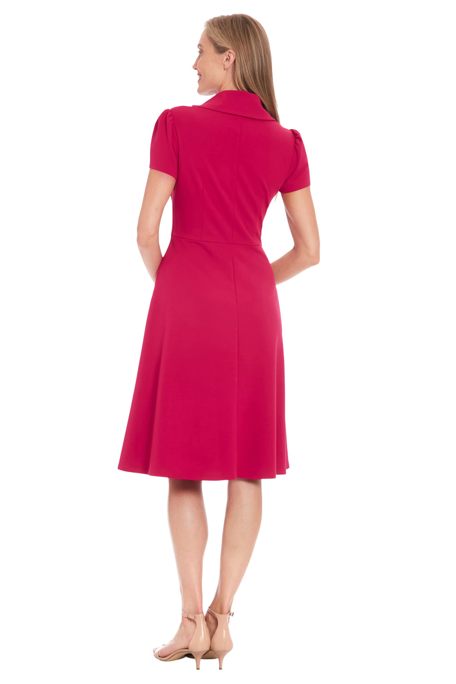 Abby Asymmetrical Collar Fit and Flare Dress