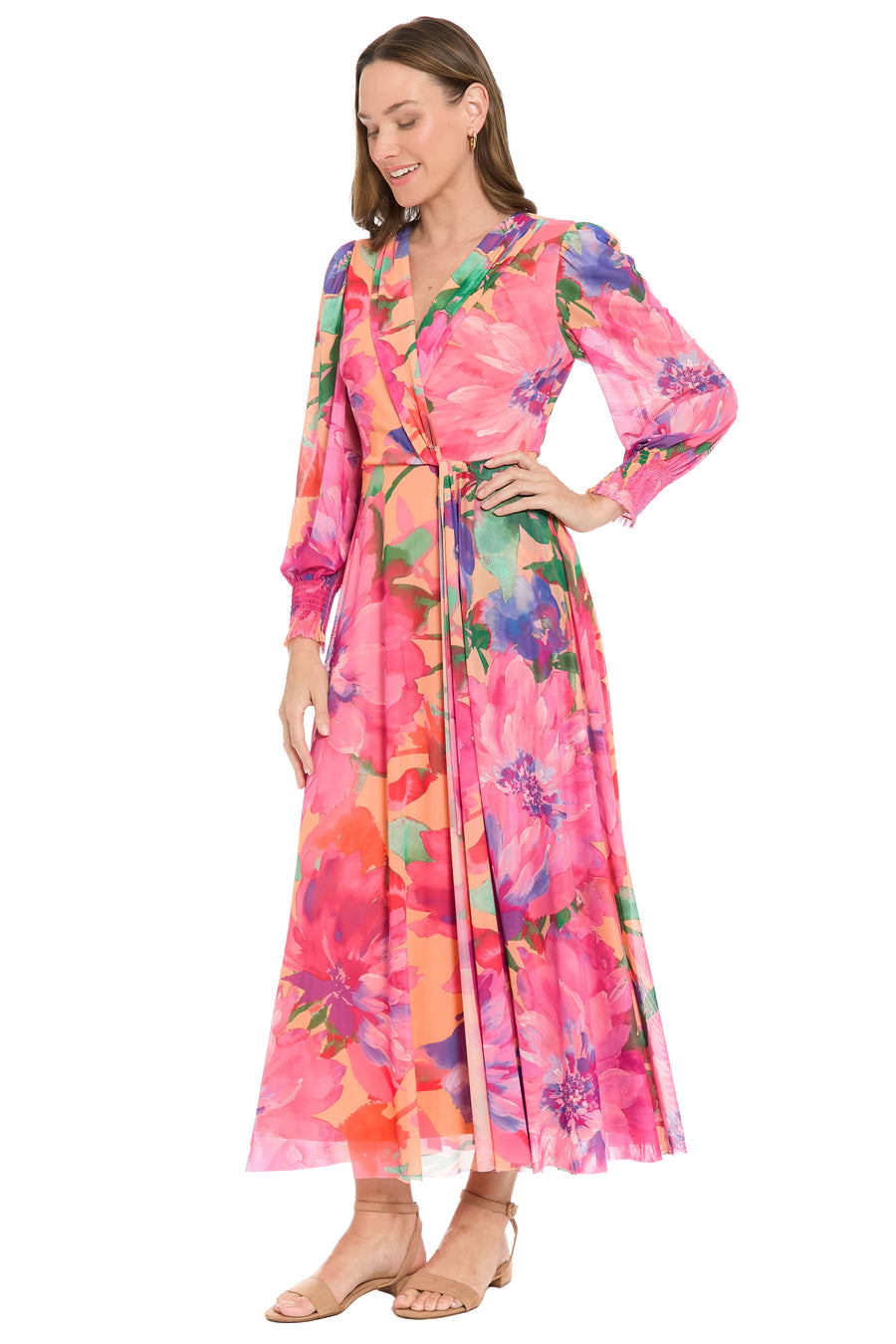 Ruth Long Bishop Sleeve Maxi in Majestic Garden