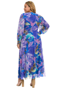 Ruth Long Bishop Sleeve Maxi in Majestic Garden
