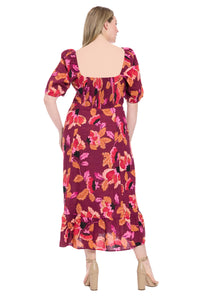 Kristin in Texture Floral Midi Puff Sleeve Dress
